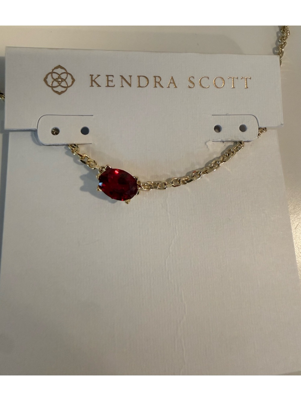Kendra Scott Gold Chain Necklace with Deep Red Stone